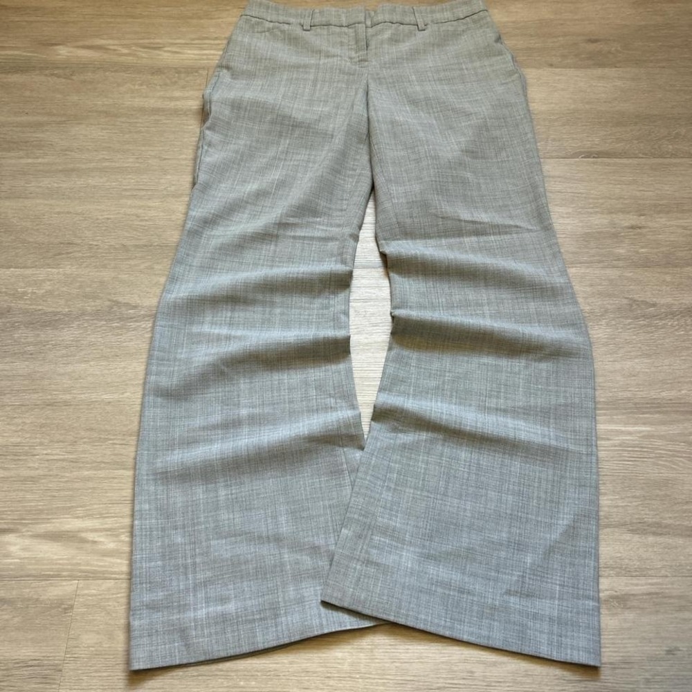 Y2K Grey Plaid Flared Dress Pants 27x29 Vintage 2000s Grunge
